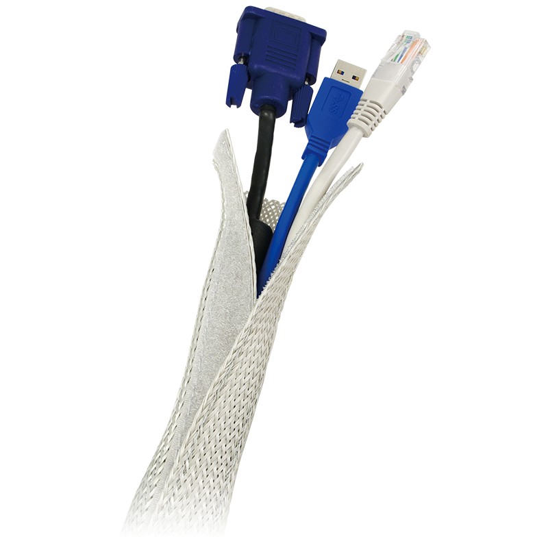 KAB0007  Cubre cables 32mm con Velcro Gris, 1,8 m Funda trenzada textil LOGILINK