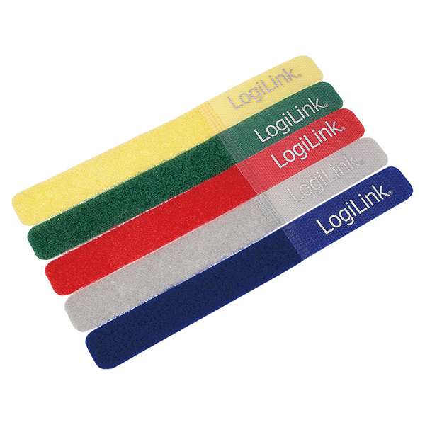 KAB0008  Bridas Velcro 180 x 20mm, 5 pcs  5 colores LogiLink