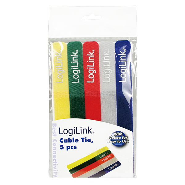 KAB0008  Bridas Velcro 180 x 20mm, 5 pcs  5 colores LogiLink