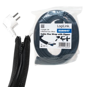 KAB0049  Cubre cables 50mm con cremallera Negro, 2 m