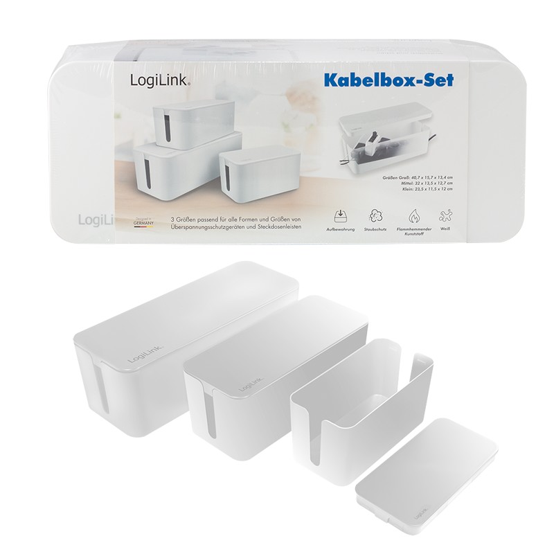 KAB0078  Caja de Gestion de Cables o Regletas  Kit de 3  Blanca Logilink