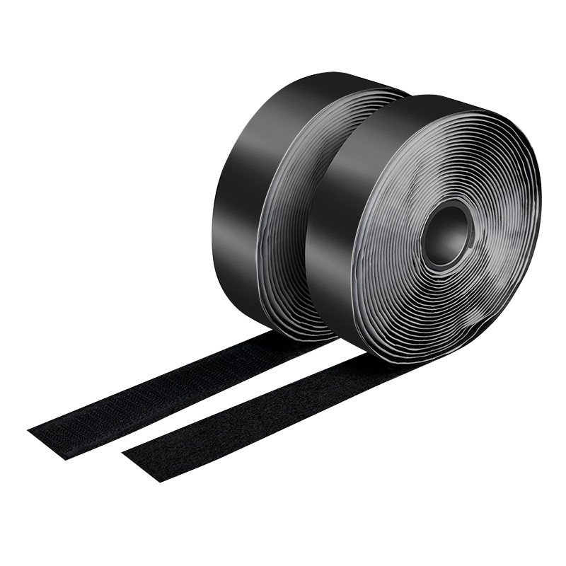 KAB0080  Juego de cinta de velcro autoadhesiva (1 cinta de gancho, 1 cinta autoadhesiva), longitud: 5 m ? Ancho: 25 mm, color: negro
