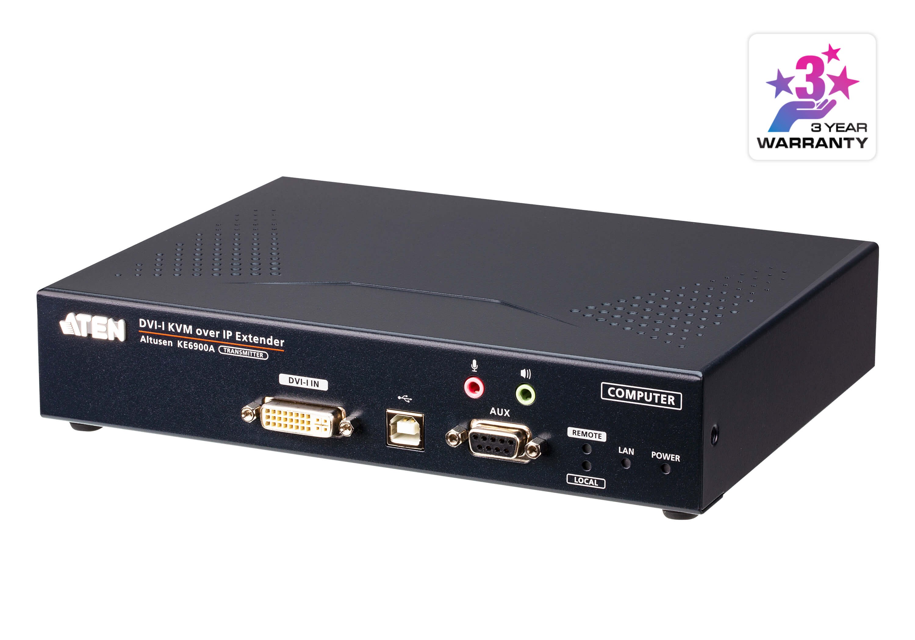 KE6900AT  USB DVI-I KVM over IP Transmitter with Local Console, Power/LAN Redundancy (SFP Slot), RS-232 Control and Audio