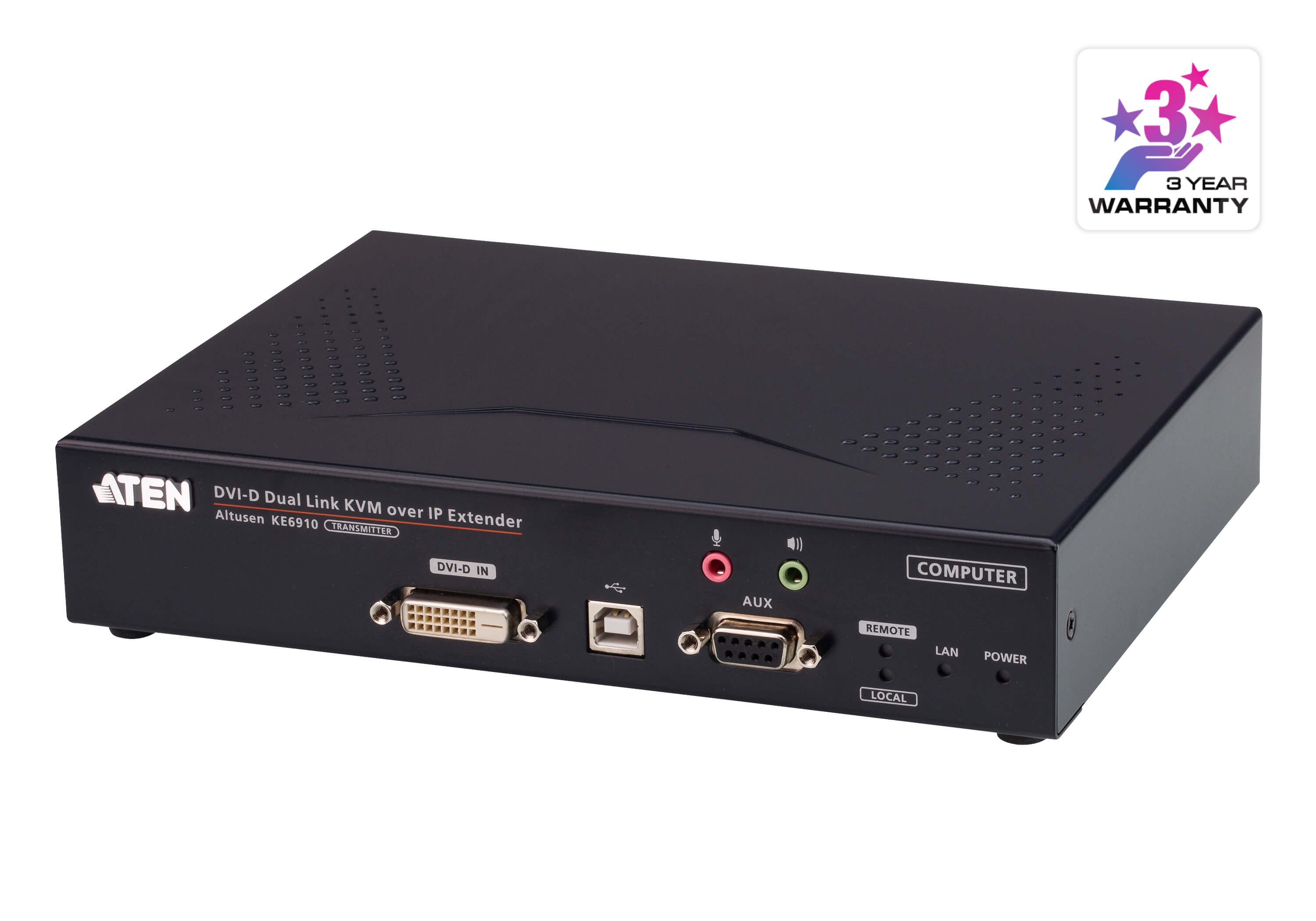 KE6910T  USB 2K DVI-D Dual Link KVM over IP Transmitter with Local Console, Power/LAN Redundancy (SFP Slot), RS-232 Control and Audio