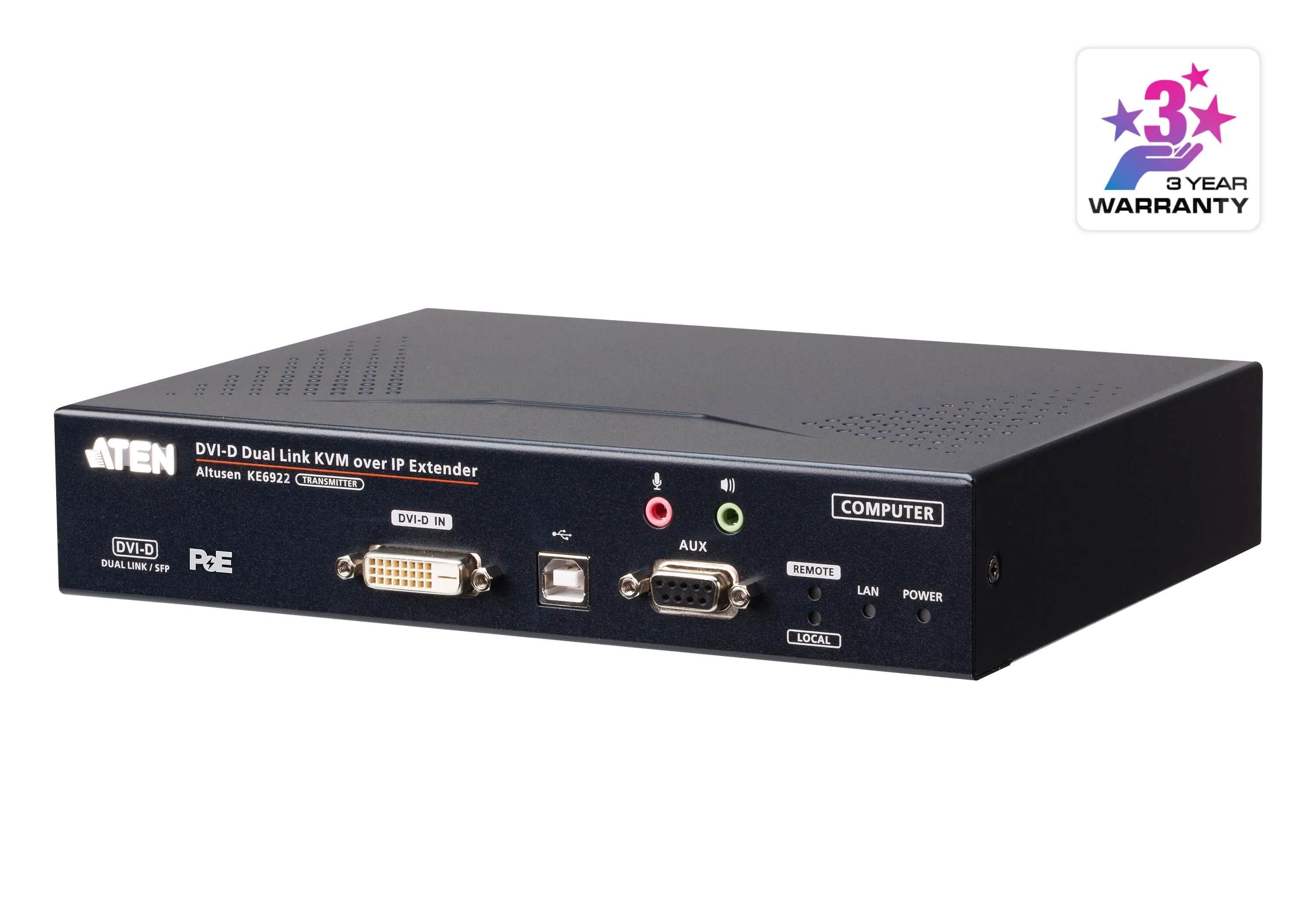 KE6922T-AX  KE6922T Transmisor KVM por IP DVI-D dual link 2K con SFP dual y PoE