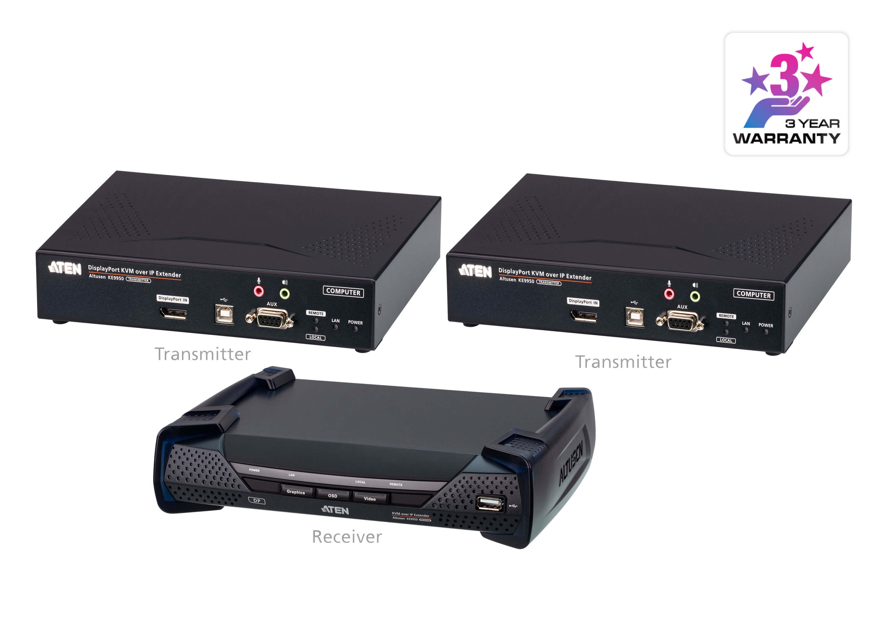 KE9950ATC-AX-G  Bundle (2Tx & 1Rx) Extensor KVM por IP DisplayPort 4K single display USB