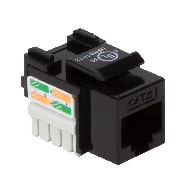 KJ08C6U  Conector Hembra KeyStone Cat 6 NO apantallado  Negro Sin Herraminetas 90º 18mm Logilink