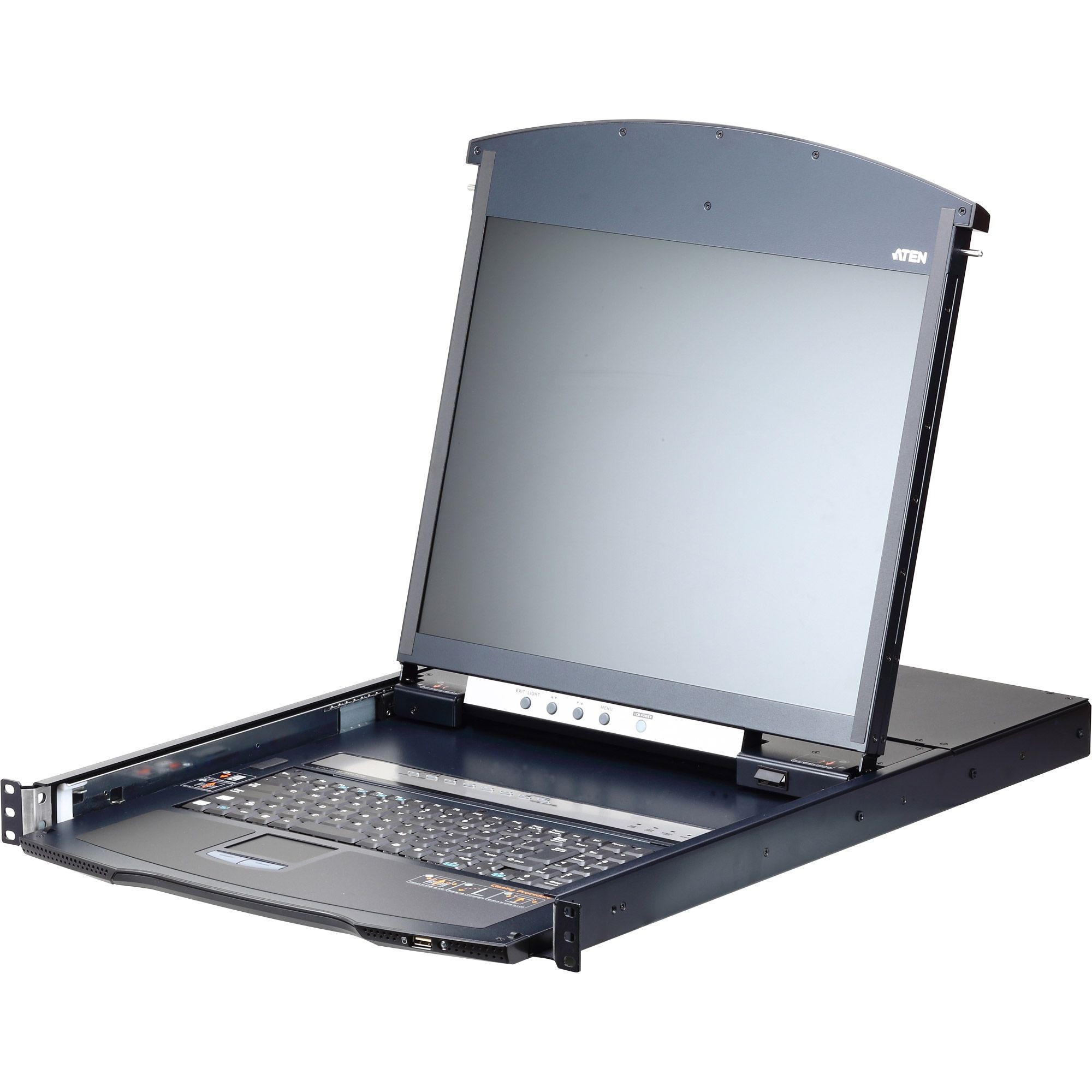 KL1108VN-AXA-XG  Consola LCD dual rail con switch KVM por IP integrado multi-interfaz Cat 5 de 8 puertos de 1 consola local y 1 consola remota