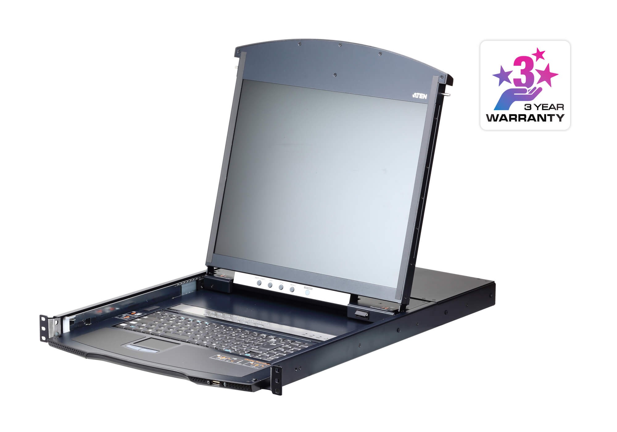 KL1116VN-AXA-XG  Consola LCD dual rail con switch KVM por IP integrado multi-interfaz Cat 5 de 16 puertos de 1 consola local y 1 consola remota