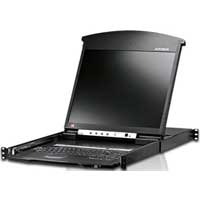 KL1508AIM  Consola LCD dual rail con switch KVM por IP integrado multi-interfaz Cat 5 de  8 puertos con acceso compartido desde consolas