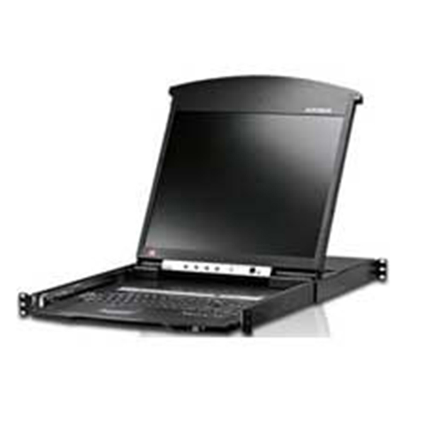KL1508AIN  Consola LCD dual rail con switch KVM por IP integrado multi-interfaz Cat 5 de 8 puertos con acceso compartido desde consolas loc