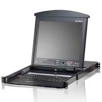 KL1508AM  Consola LCD dual rail con switch KVM integrado multi-interfaz Cat 5 de 8 puertos