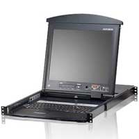 KL1508AN  Consola LCD dual rail con switch KVM integrado multi-interfaz Cat 5 de 8 puertos