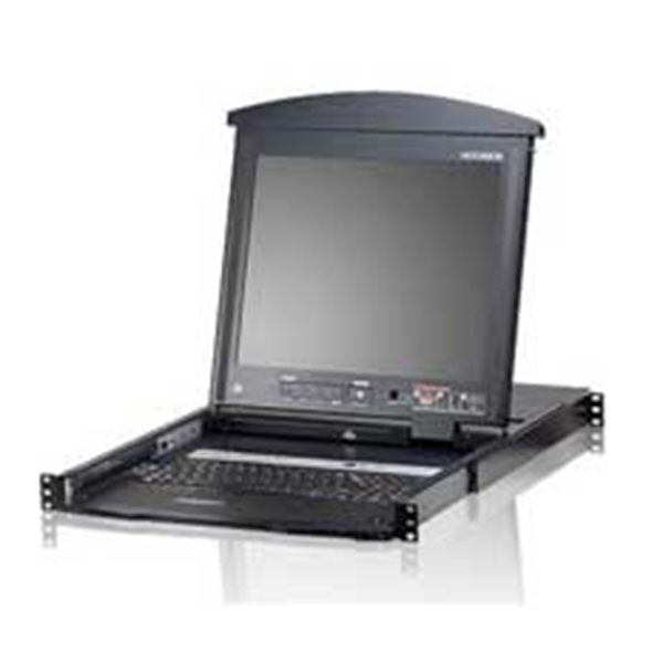 KL1516AIN  Consola LCD dual rail con switch KVM por IP integrado multi-interfaz Cat 5 de 16 puertos con acceso compartido desde consolas lo