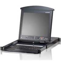 KL1516AM-AXA-AG  Consola LCD dual rail con switch KVM integrado multi-interfaz Cat 5 de 16 puertos Teclado USA-English