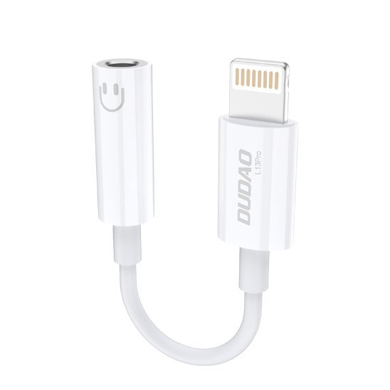 L13PRO W  Cable Adaptador Lightning-audio de 3,5 mm MFI 10Cm Blanco Dudao