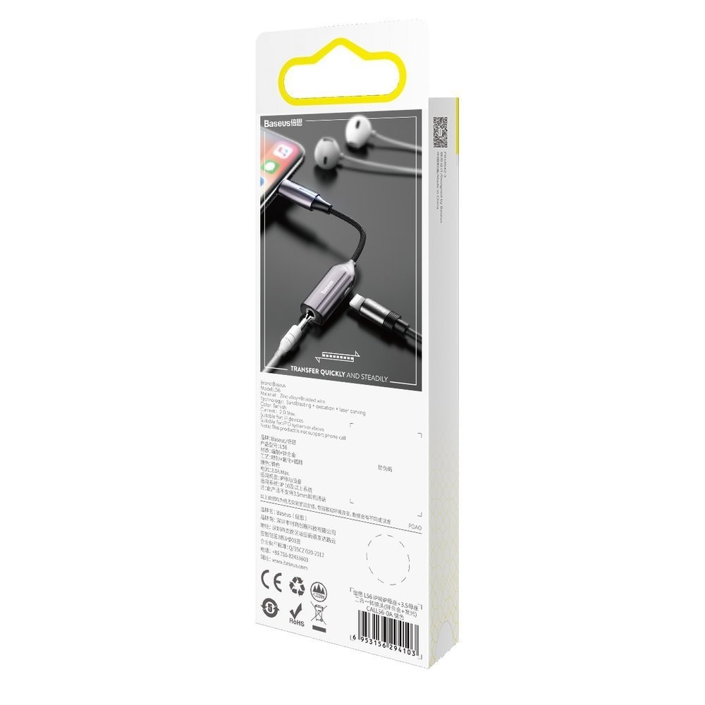 L56  Cable Adaptador Lightning-Lightning + 3,5 mm Audio y Carga G BASEUS ** Ultimas Unidades****