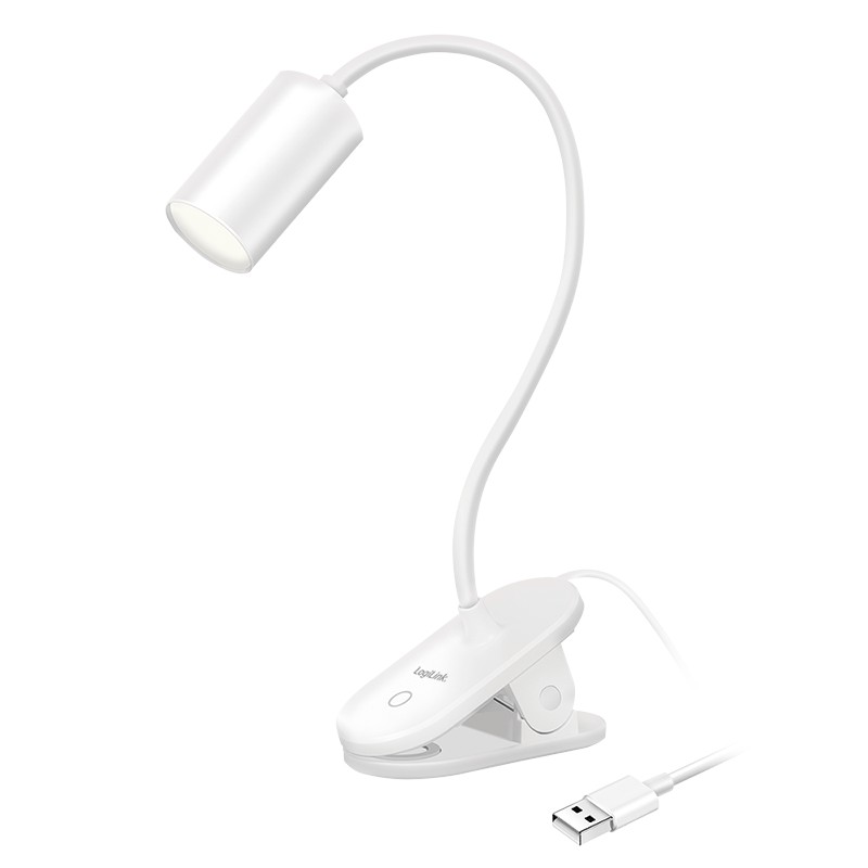 LED024  Lámpara LED con pinza, 4000 K, 200 lm, cuello flexible de 360°, brillo de 3 niveles, funcionamiento táctil, blanco