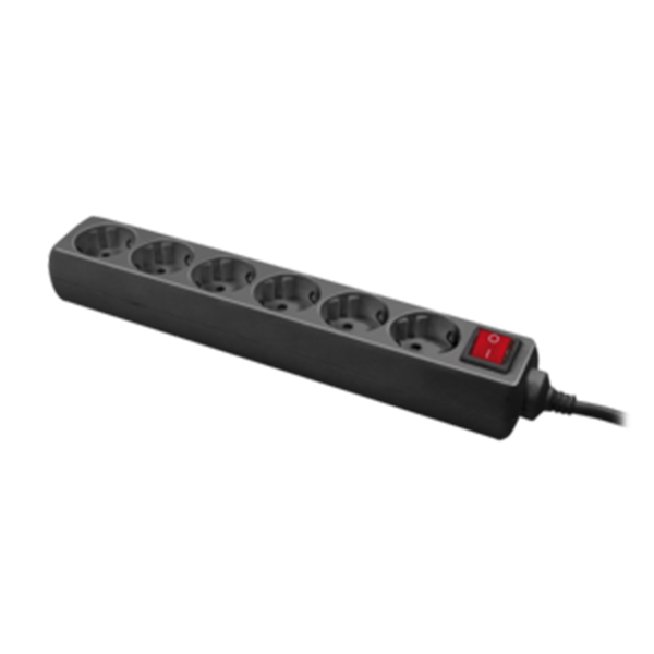 LPS202B  Regleta de  6 tomas con Interruptor Negra y 1,5 m Logilink 16A 3500W