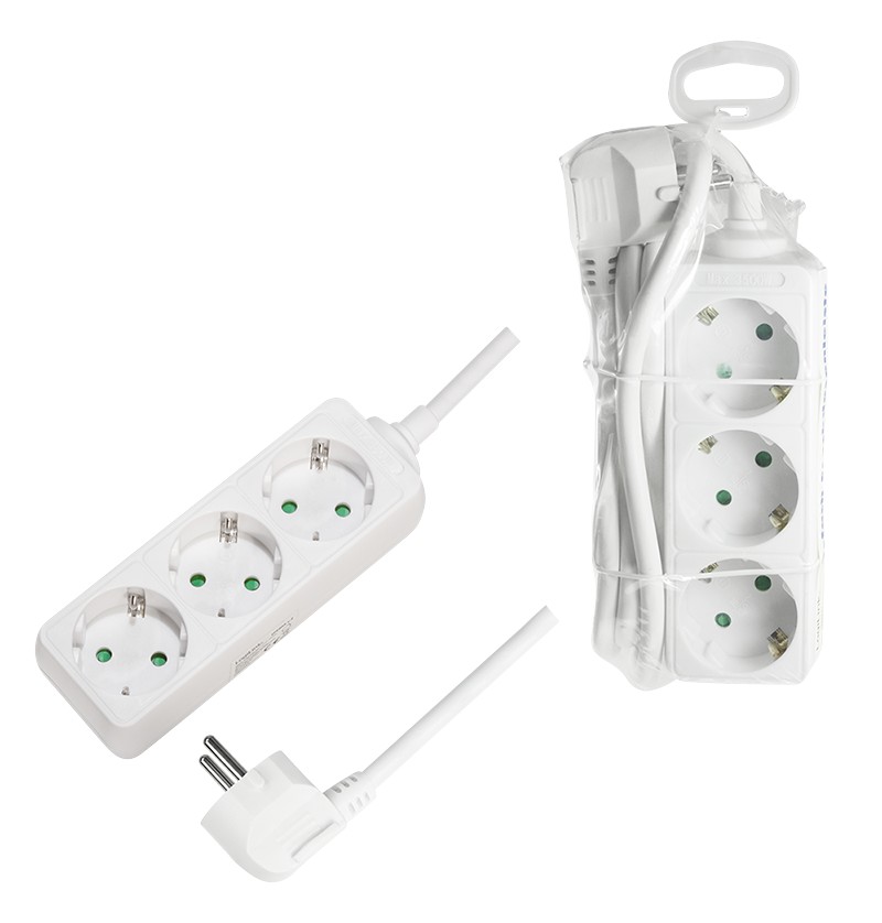 LPS205  Regleta de  3 tomas sin interruptor Blanca 1.4m 16A 3500W Logilink