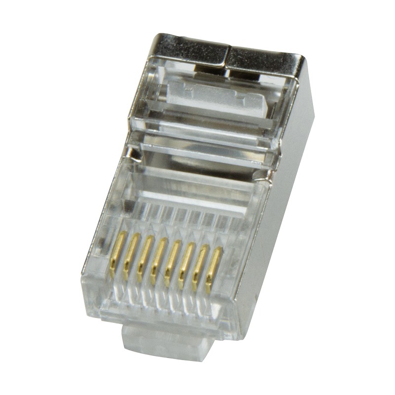 MP0003  Conector modular Cat 5e RJ45 M STP ( precio de 1 bolsa de 100 unidades )