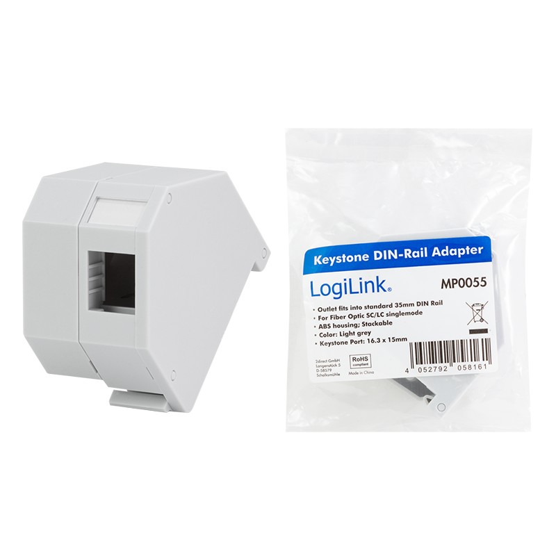 MP0055  Adaptador de carril DIN para 1 módulo  LC duplex or SC simplex adapter Logilink