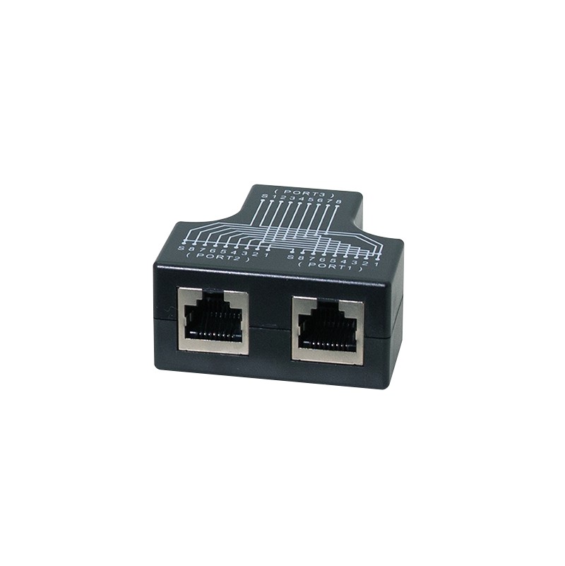 MP0138  Adaptador Separador de Pares 1 1x conector RJ45 a 2x conector RJ45, paralelo 1:1