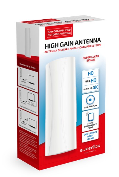 NAO-001  Antena Exterior Amplificada 5G LTE  30dB Superior