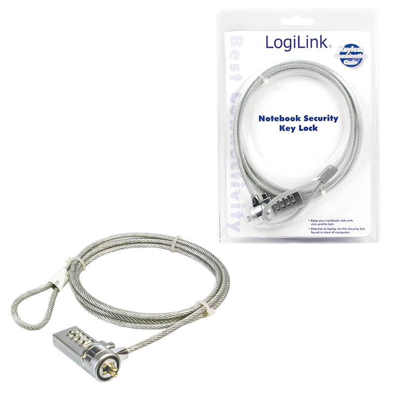 NBS002  Candado universal por combinación para PC portátil de 1.50m Logilink