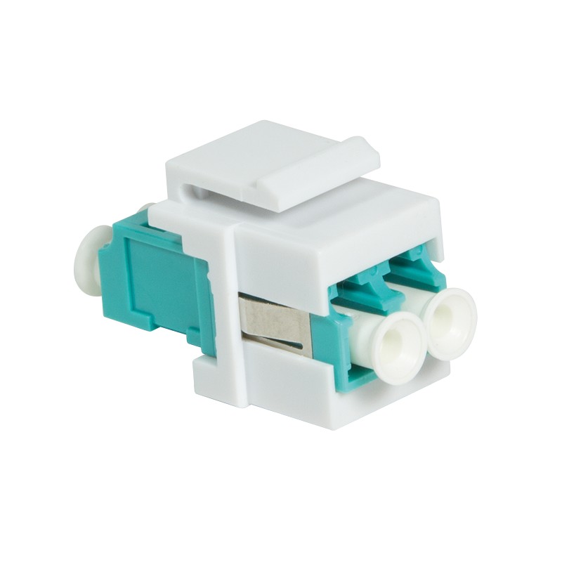 NK0031  Adaptador KeyStone Fibra Optica LC Hembra - LC Hembra Duplex Agua Blanco