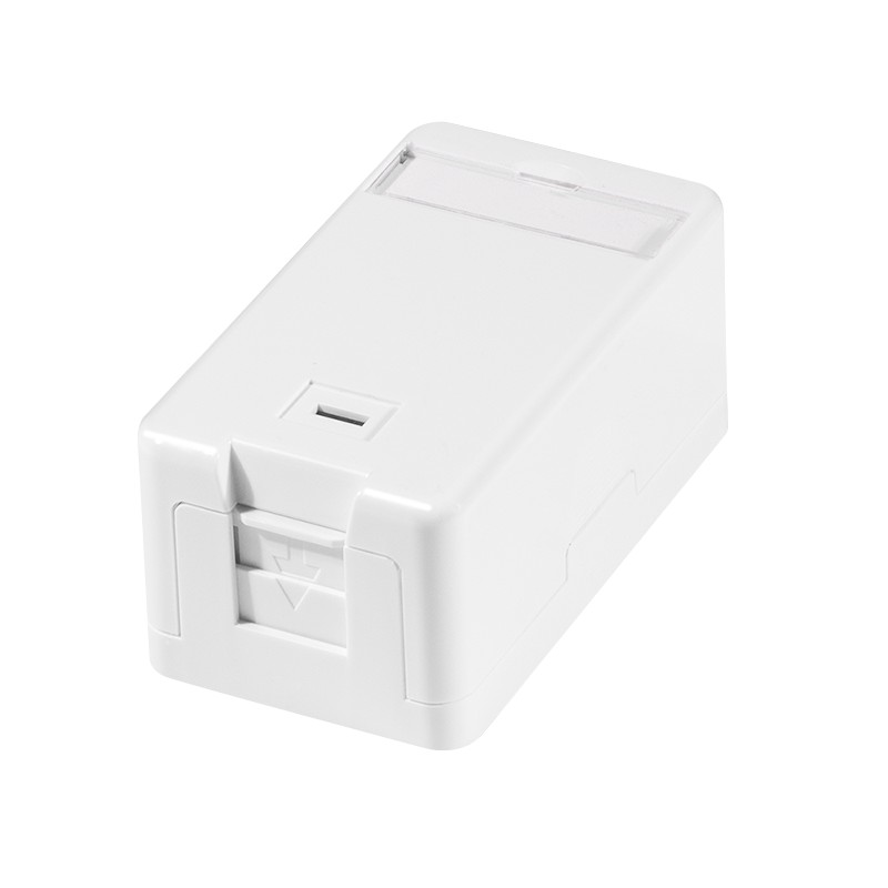 NK4079  Caja de superficie para  1 módulo keystone, con cierre de resorte . Blanco RAL9003 Logilink
