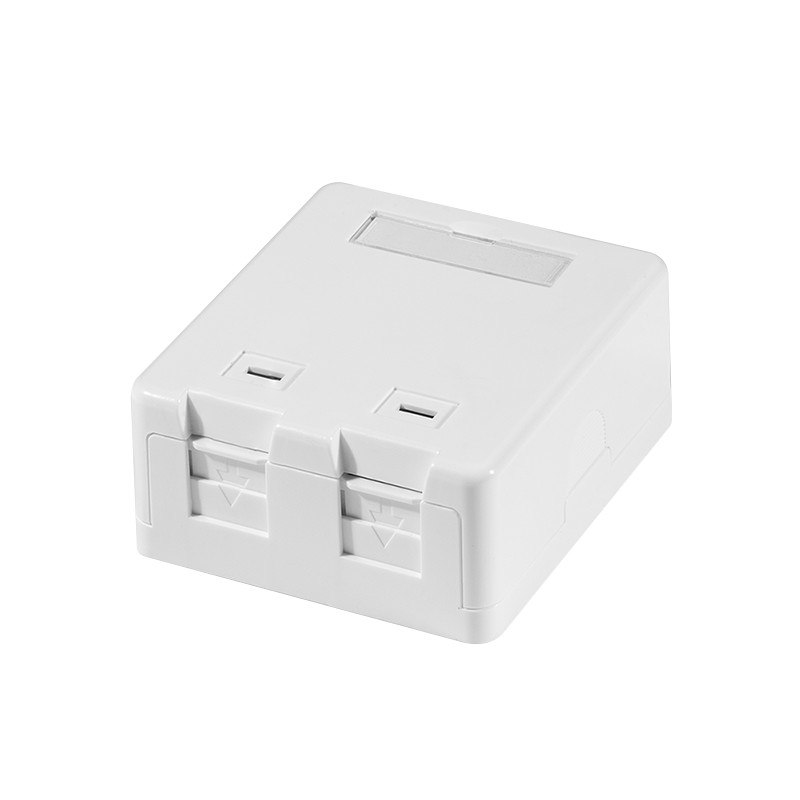 NK4080  Caja de superficie para 2 módulo keystone, con cierre de resorte . Blanco RAL9003 Logilink
