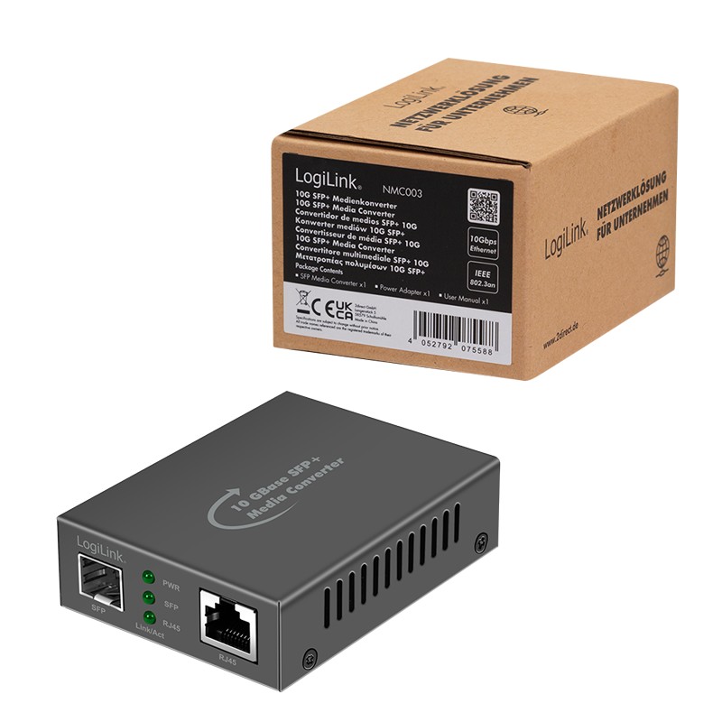 NMC003  Convertidor de medios de 10 Gigabit  RJ45 to 10G SFP+