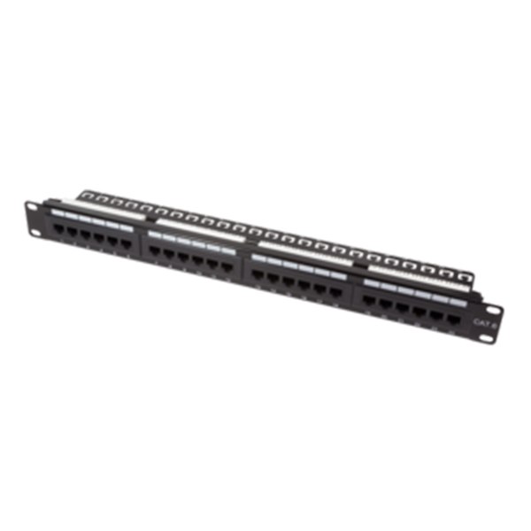 NP0004A  Panel 19" 24 Puertos UTP Cat 6 Negro 1U Con Sujetacable Logilink