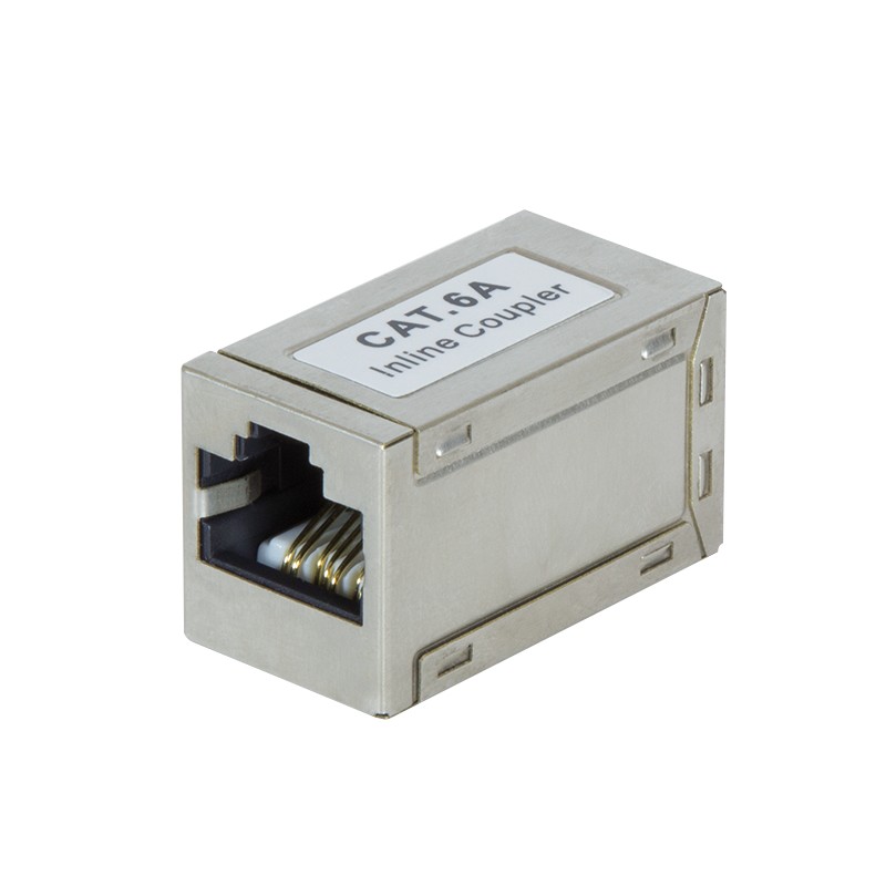 NP0025  Adaptador Cat 6A 2xRJ45 Hembra-Hembra STP Metalico (Mini) Logilink