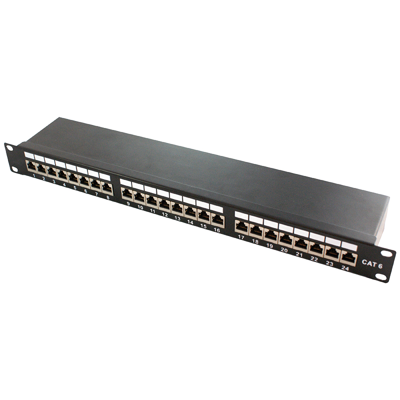 NP0061  Panel 19" 24 Puertos FTP Cat 6A Negro 1U Logilink