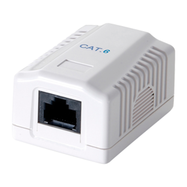 NP0071  Roseta montaje en superficie Cat.6, 1 x RJ45 UTP, color blanco RAL9010 Logilink