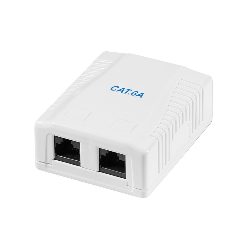 NP0101  Roseta montaje en superficie Cat.6A, 2 x RJ45 UTP, color blanco  RAL9003 Blanco Logilink