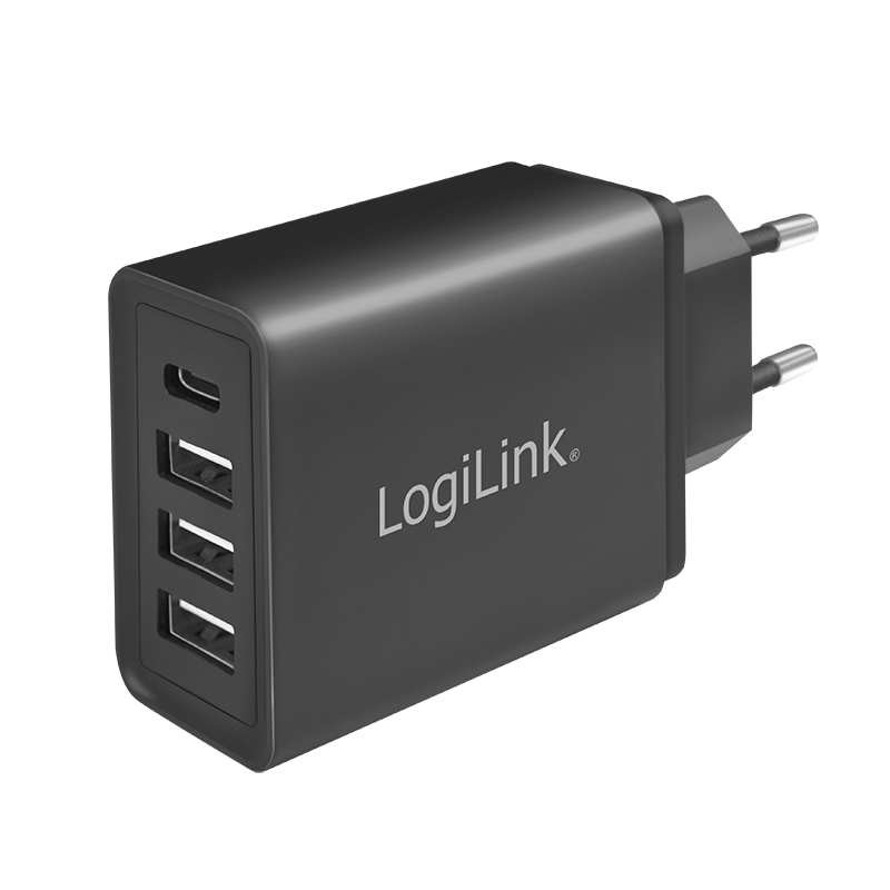 PA0221  Cargador  27W USB 4 puert. USB-C x 1, USB-A X 3 FQ Salida Lateral Logilink