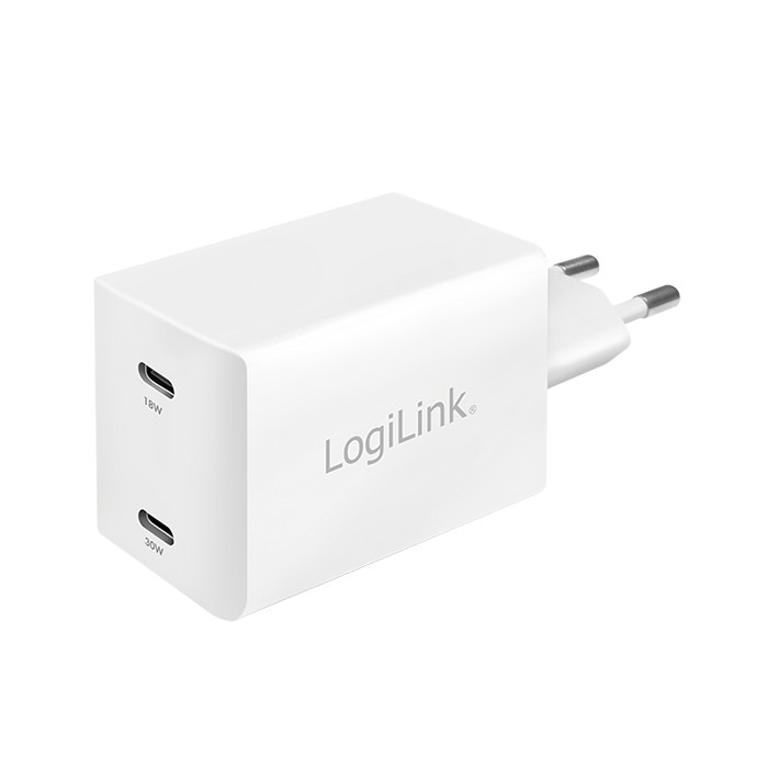 PA0231  Cargador 48W USB  2 puert. 48 W 3A Blanco Gan Tech. 2xUSB-C