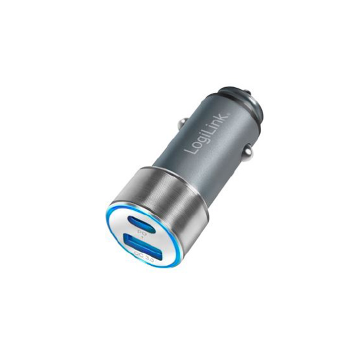 PA0252  Cargador 2 puertos USB, 36W 1 USB-C PD, 1x USB-A QC, 36W Plata Blister Logilink