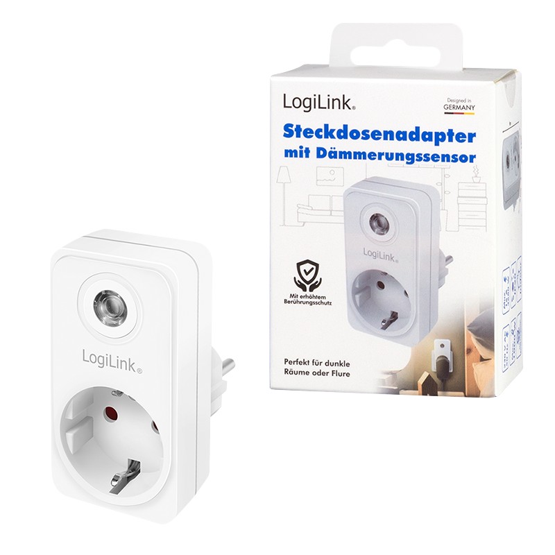 PA0263  Enchufe con Sensor Dia Noche Blanco   Logilink