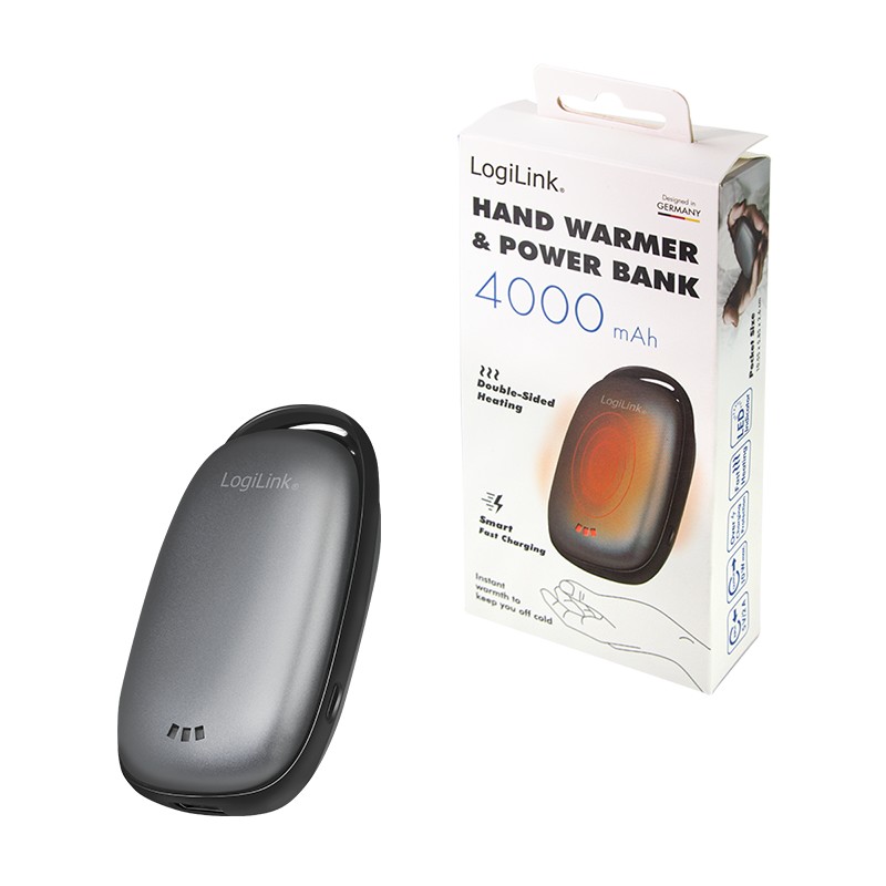 PA0264  Bateria Externa Power Bank   4000, Y CALENTADOR DE MANOS 1x USB-A Logilink