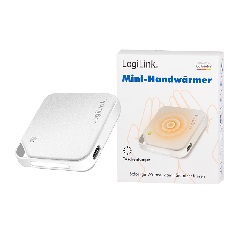 PA0317  Bateria Externa Power Bank   2000, con lampra led y calentador de manos , slim, Blanco Logilink