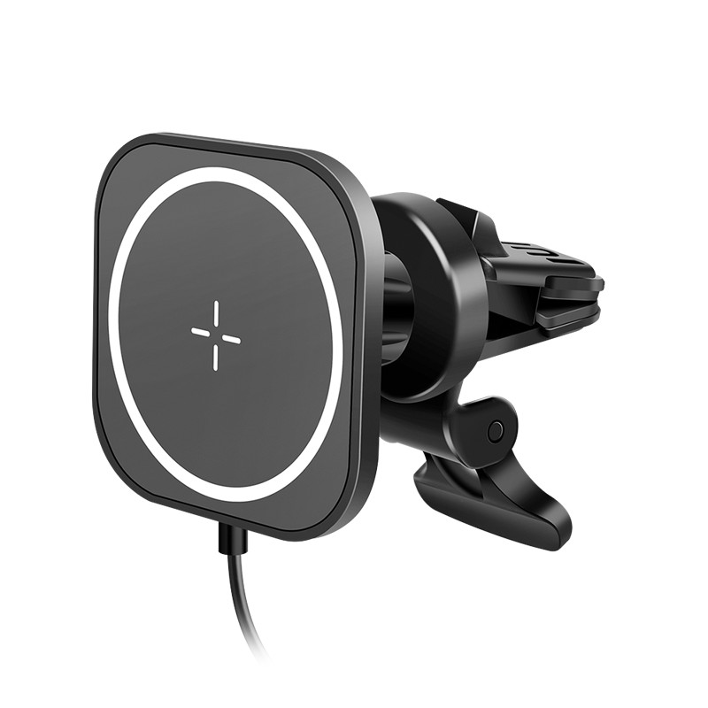 PA0329  Soporte magnético para smartphone para coche con función de carga, USB-A 15W-18W  Cuadrado  negro. Logilink