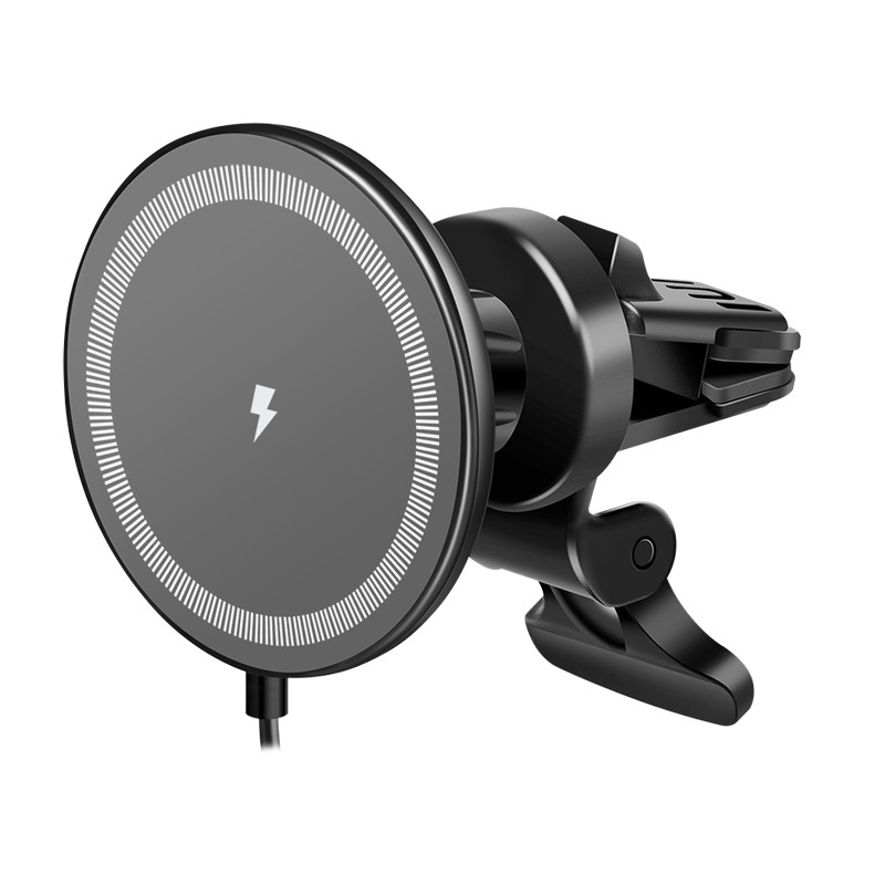PA0333  Soporte magnético para smartphone para coche con función de carga, redondo negro. Logilink