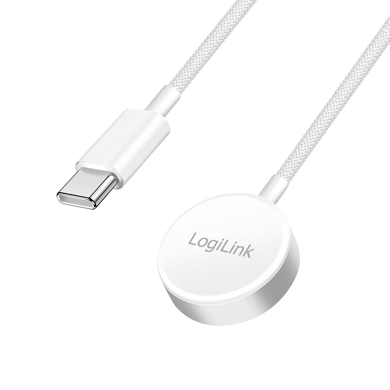PA0379  Cable de carga Smartwatch, carga inductiva, Apple Watch serie 0?10/SE/Ultra 1/2/3, 1 m, blanco