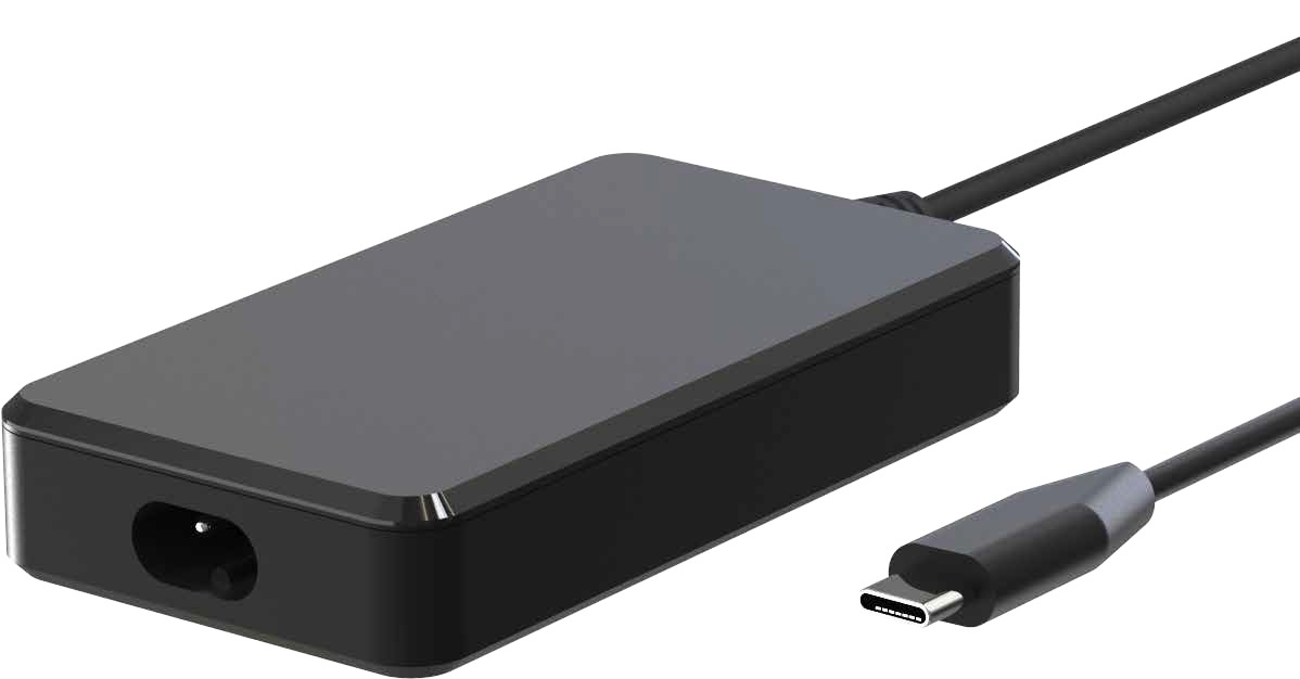 PA0414  Cargador para port&aacute;til, cable USB-C fijo, 100 W, Slim Negro Logilink