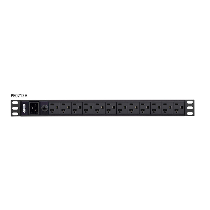 PE0212  Regleta Aluminio Rack 19" 12xC-13,  Entrada C20 3 metros 16A 1U ATEN