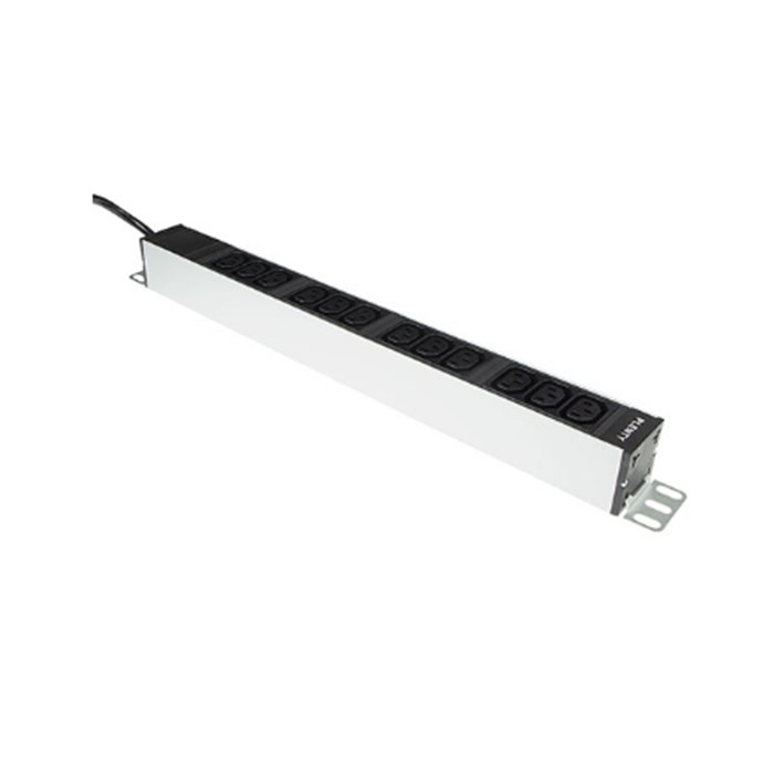 PLA435-12C13P  Regleta Aluminio Rack 19" 12xC-13,  Entrada Schuko CEE 7/7 2,5 metros 16A 1U Plenty